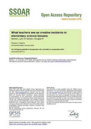 What teachers see as creative incidents in elementary science lessons