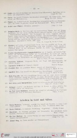 Arbeiten in Gold und Silber (Nr. 478 - 522)