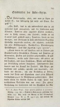 243, Schädlichkeit der Ackergesetze