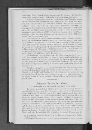 Dänische Bauten bei Altona. : Ein hamburgisches Aktenstück aus dem Jahre 1643.
