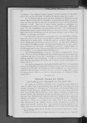 Dänische Bauten bei Altona. : Ein hamburgisches Aktenstück aus dem Jahre 1643.