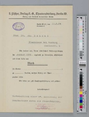 Brief an Ida Dehmel