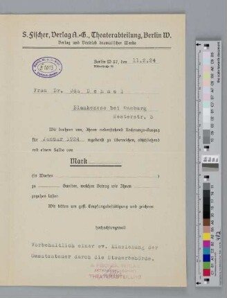 Brief an Ida Dehmel