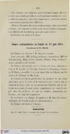 Séance extraordinaire du Comité du 17 juin 1861