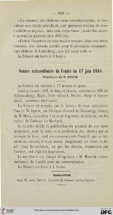 Séance extraordinaire du Comité du 17 juin 1861