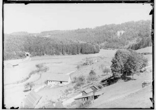 Hettingen - Ortsansicht; Bahnbau 1908, Tunnelhalde bebaut ab 1969