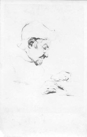 Mein Mann (Hans Richter). Tusche- und Kohlezeichnung (1945; E. Richter). Dresden-Striesen, Borsbergstraße 11, Atelier der Künstlerin