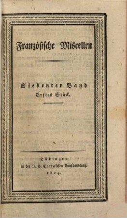 Französische Miscellen. 7. 1804