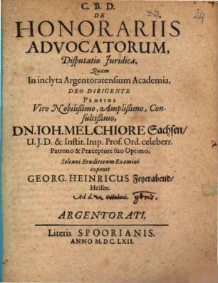 De honorariis advocatorum disputatio iuridica