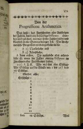 Von der Progressione Arithmetica.