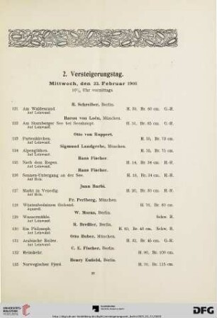 2. Versteigerungstag (Nr. 121-312)