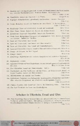 Arbeiten in Elfenbein, Email und Glas (Nr. 108-167)