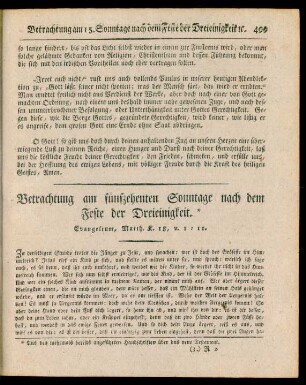 Betrachtung am fünfzehenten Sonntage nach dem Feste der Dreieinigkeit