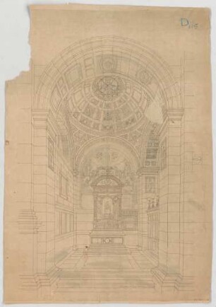 Thiersch, August ; München - Schwabing; Kath. Pfarrkirche St. Ursula - Marienkapelle (Perspektive)