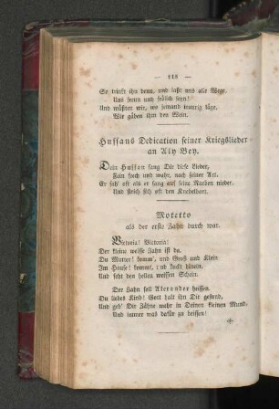 Hussans Dedication seiner Kriegslieder an Aly Bey.