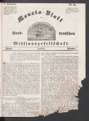 5. Jahrgang. N°. 59. Bremen. 1855. November
