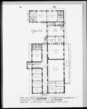 Grundriss des Erdgeschosses des Kindererholungsheimes in Boldixum