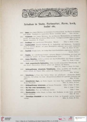 Arbeiten in Stein, Perlmutter, Horn, Lack, Leder etc. (Nr. 1002-1145)