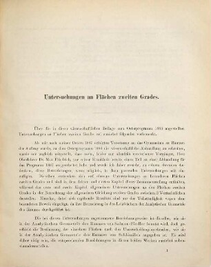 Untersuchungen an Flächen zweiten Grades