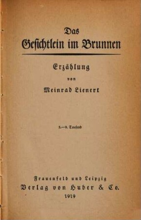Das Gesichtlein im Brunnen : Erzählung