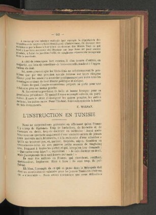 L'Instruction en Tunisie.
