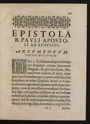 Epistola B. Pavli Apostli Ad Ephesios.