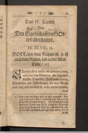 Das IV. Capitel. Von Den Eigenschafften Gottes überhaupt.