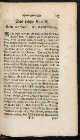 Das sechste Kapitel. Ueber die Nase, eine Ausschweifung.