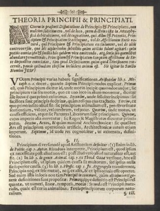 Theoria Principii & Principiati.