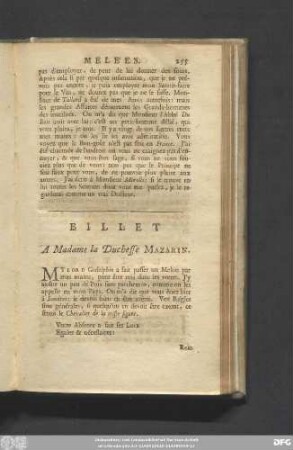 Billet A Madame la Duchesse Mazarin.