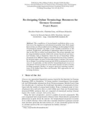 Re-designing Online Terminology Resources for German Grammar. Project Report