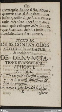 Sectio IV. De Iis Contra Quos Scti Exceptio Datur & incidenter