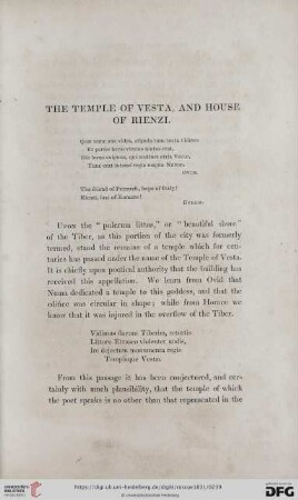 The Temple of Vesta, and House of Rienzi
