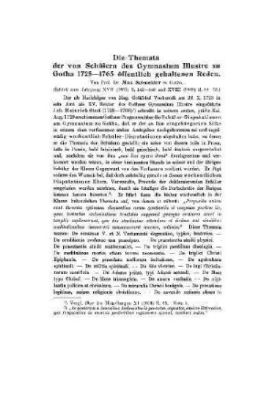 Die Themata der von Schülern des Gymnasium Illustre zu Gotha 1728-1765 öffentlich gehaltenen Reden : (Schluß)