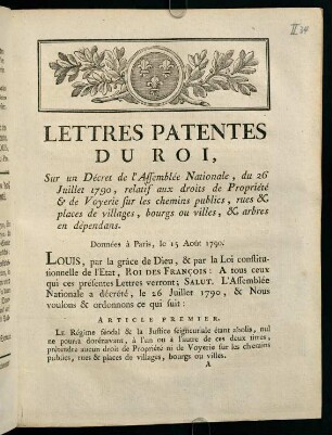 1-8, Lettres Patentes Du Roi...