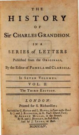 The History Of Sir Charles Grandison : In A Series of Letters ; In Seven Volumes ..., 2
