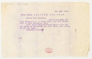 Brief an Erwin Lendvai