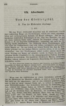 IX. Abschnitt. Von der Elektrizität.