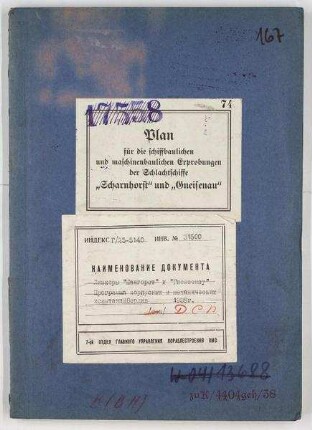 Plan für die schiffbaulichen und maschinenbaulichen Erprobungen der Schlachtschiffe "Scharnhorst" und "Gneisenau"