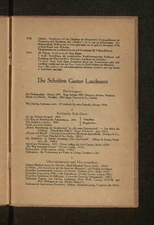 Die Schriften Gustav Landauers