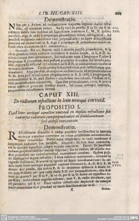 CAPUT XIII. De radiorum refractione in lente utrinque convexd.
