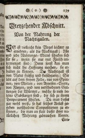 Dreyzehnender Abschnitt. Von der Nahrung der Nachtigallen.