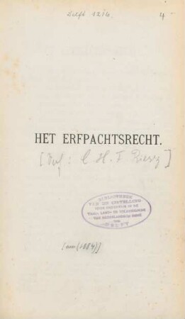 [De particuliere landerijen en het erfpachtsrecht]