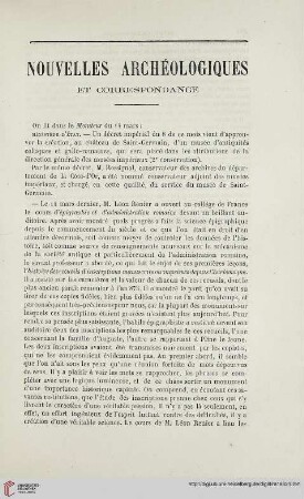 Nouvelles archéologiques et correspondance