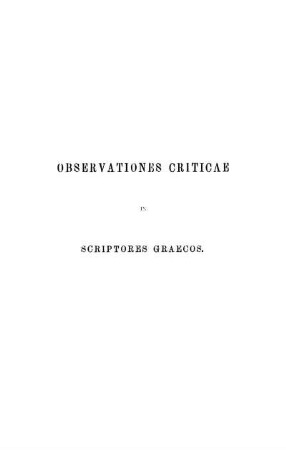 Variae lectiones quibus continentur observationes criticae in scriptores Graecos
