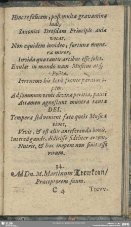 34. Ad Dn. M. Martinem Trewkorn, Praeceptorem suum