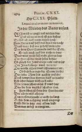 Der CXXI. Psalm [bis] Pseaume CL