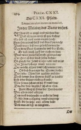 Der CXXI. Psalm [bis] Pseaume CL