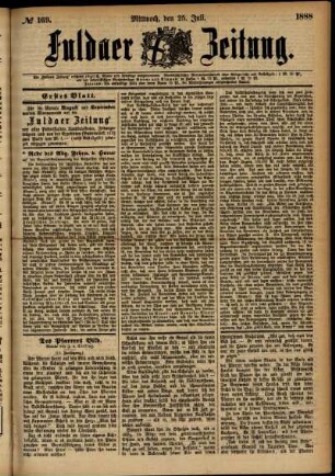Erste Ausgabe vom Mittwoch, den 25. Juli 1888.