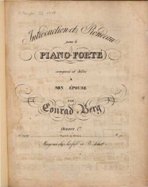 Introduction et rondeau : pour le piano-forté : Oeuvre 17